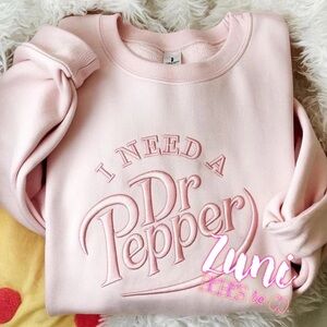 Light Pink embroider Dr Pepper sweatshirt